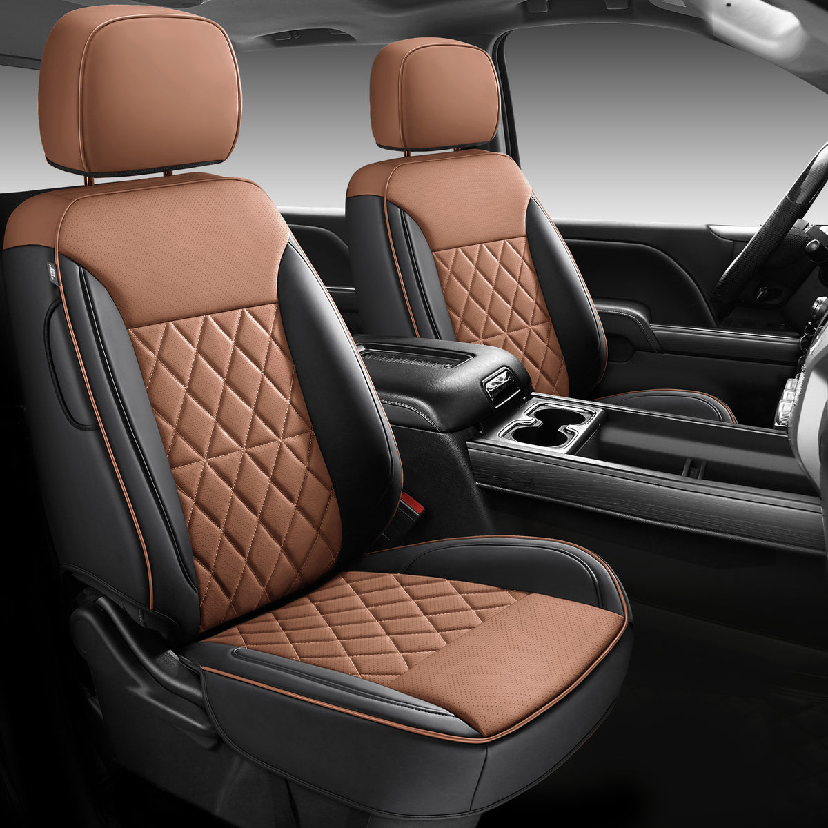 KOSIMAZ Custom Napa Leather Seat Covers for Chevy Silverado & GMC Sierra Crew Cab, 46-Split Flat Rear Bench Design, Compatible with 2019-2026 1500 and 2020-2026 2500HD 3500HD