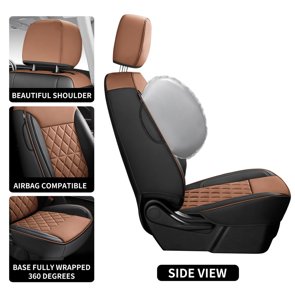 KOSIMAZ Custom Napa Leather Seat Covers for Chevy Silverado & GMC Sierra Crew Cab, 46-Split Flat Rear Bench Design, Compatible with 2019-2026 1500 and 2020-2026 2500HD 3500HD