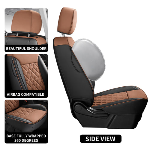 KOSIMAZ Custom Napa Leather Seat Covers for Chevy Silverado & GMC Sierra Crew Cab, 46-Split Flat Rear Bench Design, Compatible with 2019-2026 1500 and 2020-2026 2500HD 3500HD