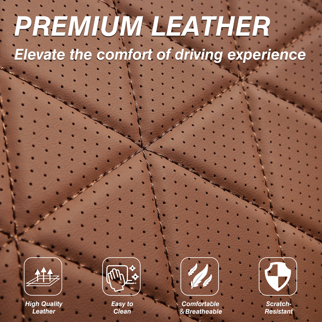 KOSIMAZ Custom Napa Leather Seat Covers for Chevy Silverado & GMC Sierra Crew Cab, 46-Split Flat Rear Bench Design, Compatible with 2019-2026 1500 and 2020-2026 2500HD 3500HD
