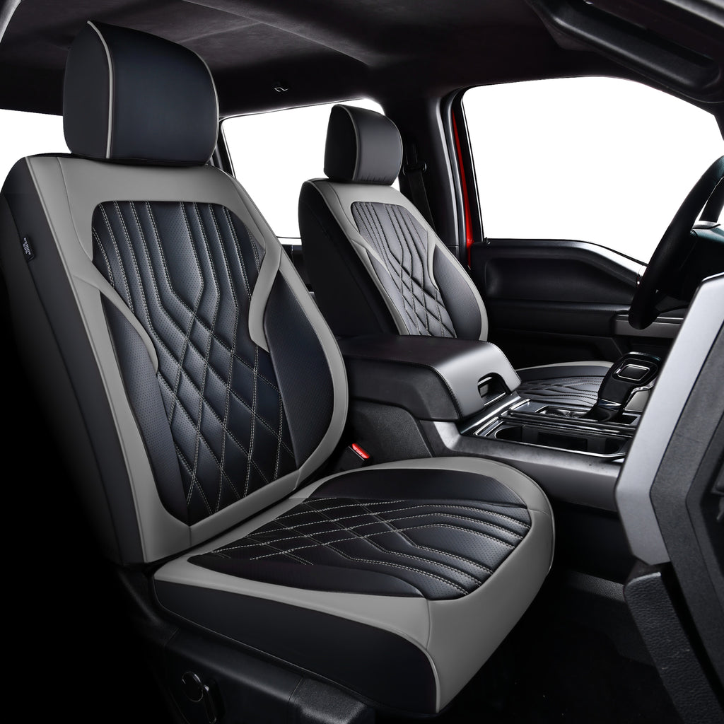 KOSIMAZ F150 Napa Leather Seat Covers, for 2015-2026 F150 SuperCrew, and 2017-2025 F250 F350 F450 Super Duty Crew Cab