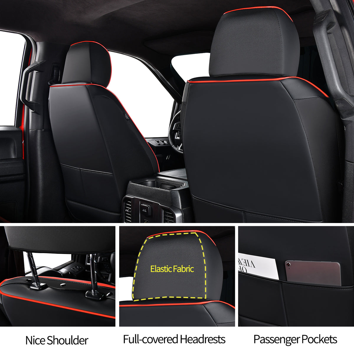 KOSIMAZ Silverado Sierra Truck Napa Leather Seat Covers, for 2019-2026 Chevy Silverado GMC Sierra 1500 & 2020-2026 2500HD 3500HD Crew Cab