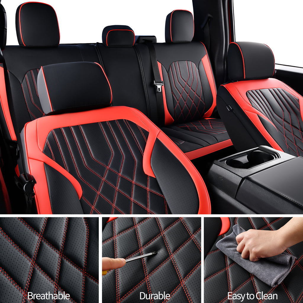 KOSIMAZ F150 Napa Leather Seat Covers, for 2015-2026 F150 SuperCrew, and 2017-2025 F250 F350 F450 Super Duty Crew Cab