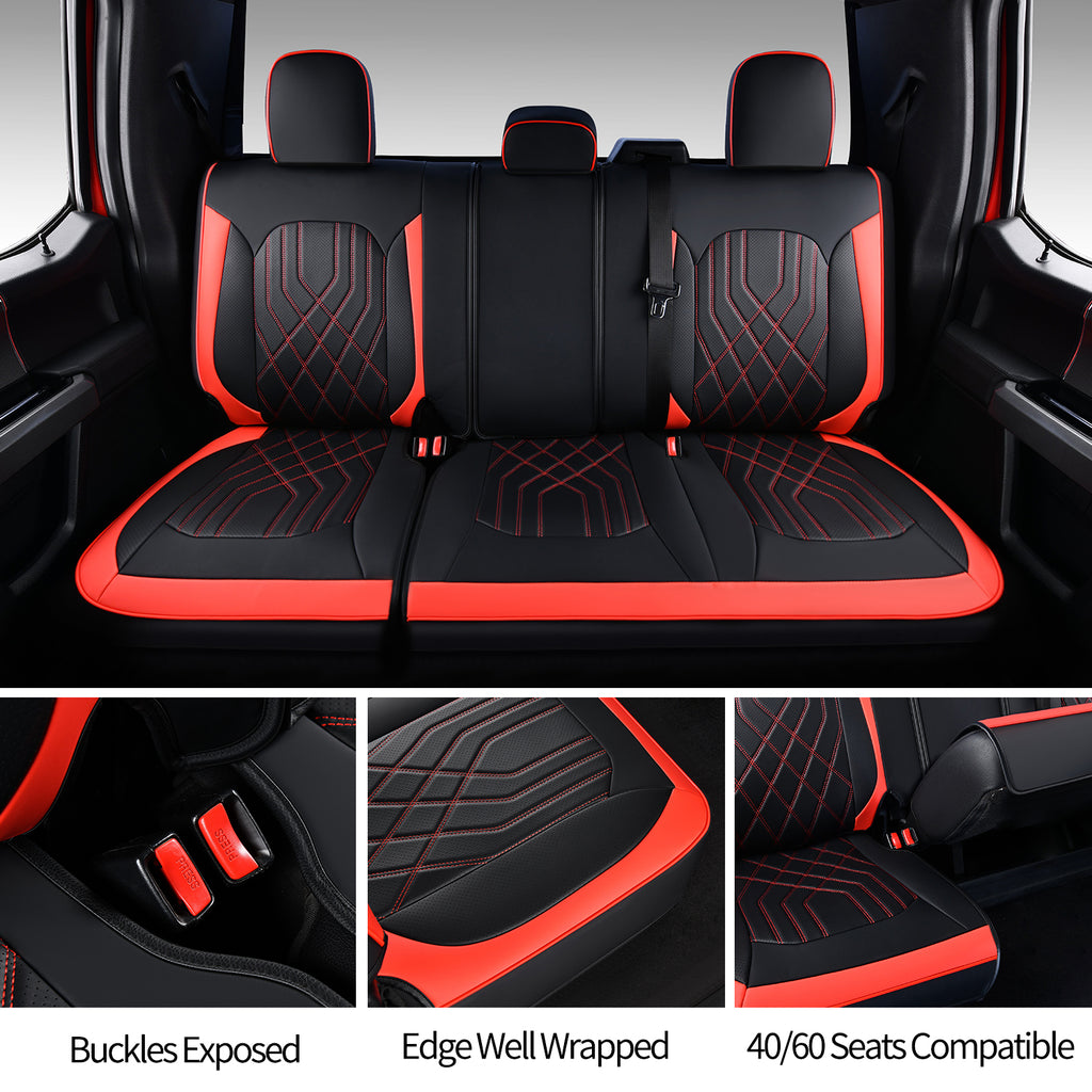 KOSIMAZ F150 Napa Leather Seat Covers, for 2015-2026 F150 SuperCrew, and 2017-2025 F250 F350 F450 Super Duty Crew Cab